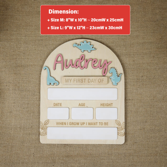 Personalized Dinosaur School Board for Kids |  Reusable Chalkboard for Fun Photos | Custom Dino Board with Name & Grade - Image 2