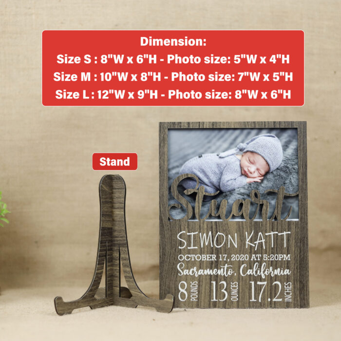 Personalized Baby Birth Frame | Newborn Photo Frame | Custom Baby Stats Frame - Image 2