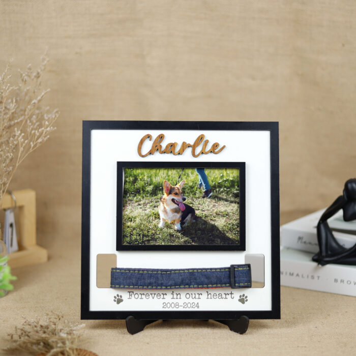 Custom Dog Memorial Collar Display Sign | Personalized Dog Collar Holder | Elegant Wood Dog Memorial Collar Stand