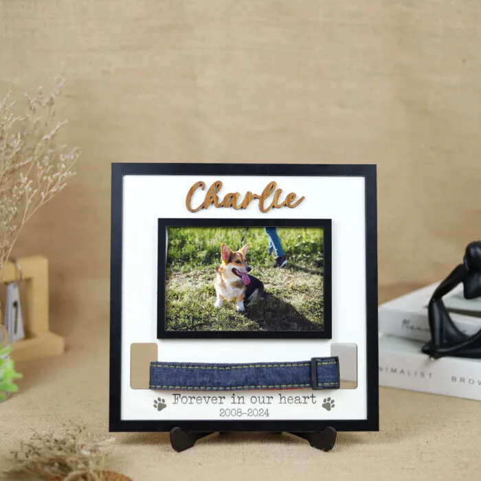 Custom Dog Memorial Collar Display Sign | Personalized Dog Collar Holder | Elegant Wood Dog Memorial Collar Stand