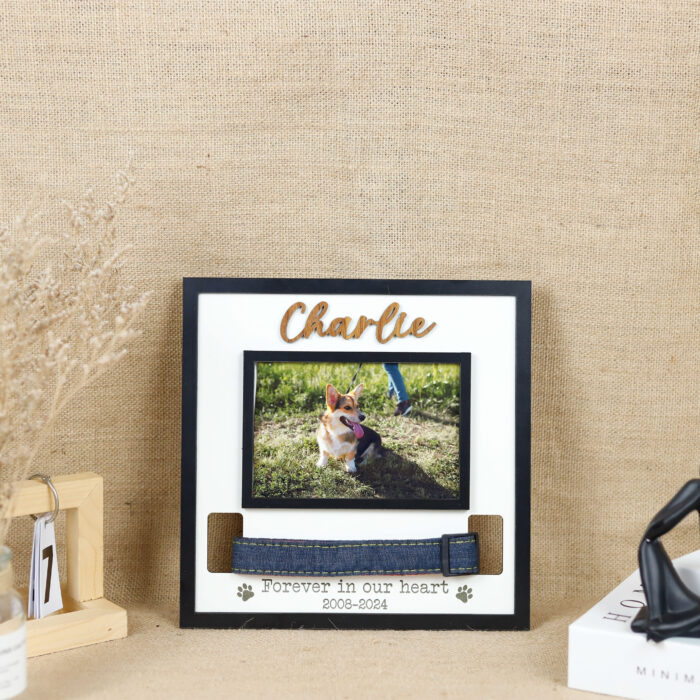 Custom Dog Memorial Collar Display Sign | Personalized Dog Collar Holder | Elegant Wood Dog Memorial Collar Stand - Image 5