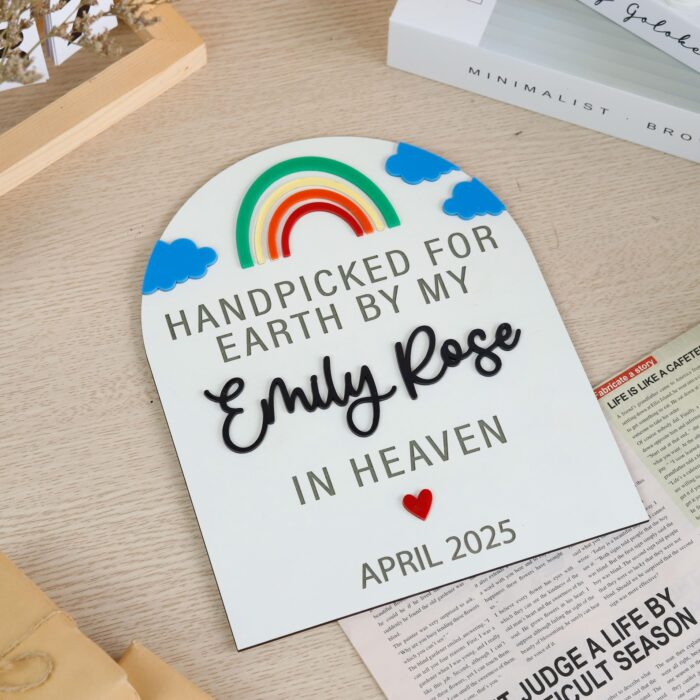 Rainbow Baby Announcement Sign| Custom Rainbow Baby Reveal Gift| Rainbow Baby Pregnancy Reveal - Image 4