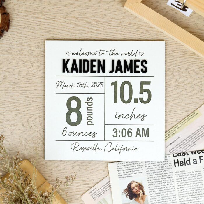 Custom Birth Stats Wooden Sign| Personalized Baby Stats Plaque| Newborn Birth Announcement Sign - Image 4