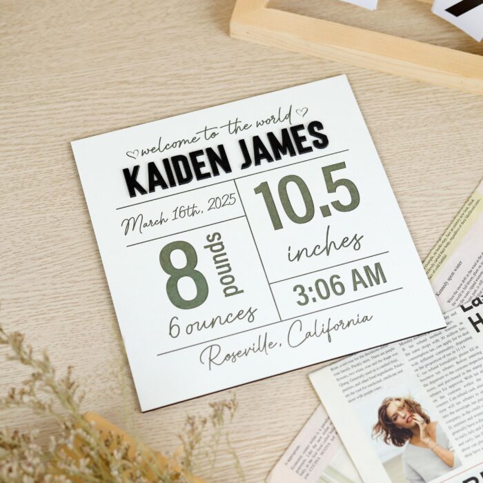 Custom Birth Stats Wooden Sign| Personalized Baby Stats Plaque| Newborn Birth Announcement Sign - Image 7