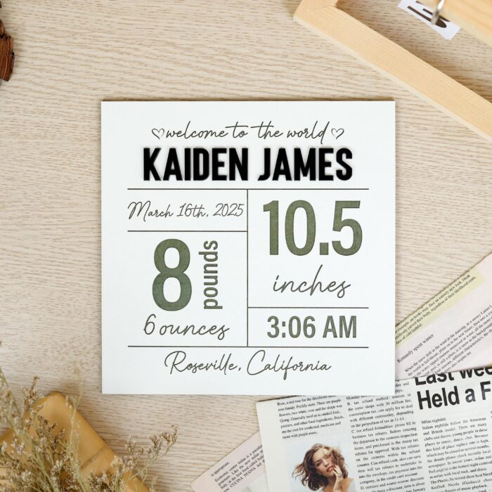 Custom Birth Stats Wooden Sign| Personalized Baby Stats Plaque| Newborn Birth Announcement Sign - Image 11