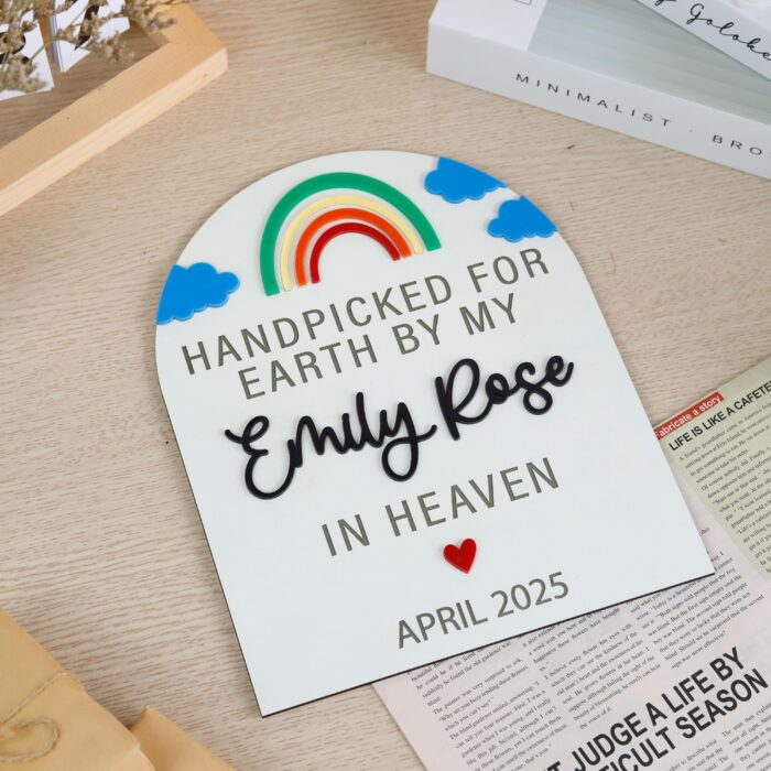 Rainbow Baby Announcement Sign| Custom Rainbow Baby Reveal Gift| Rainbow Baby Pregnancy Reveal - Image 7