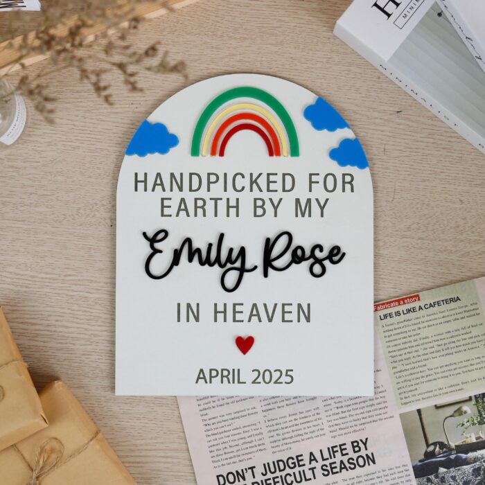 Rainbow Baby Announcement Sign| Custom Rainbow Baby Reveal Gift| Rainbow Baby Pregnancy Reveal - Image 8
