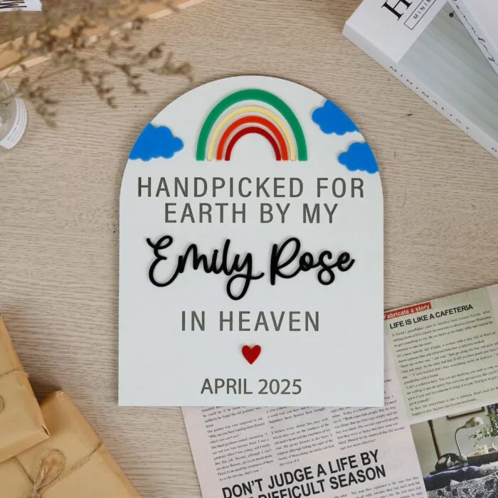 Rainbow Baby Announcement Sign| Custom Rainbow Baby Reveal Gift| Rainbow Baby Pregnancy Reveal - Image 8