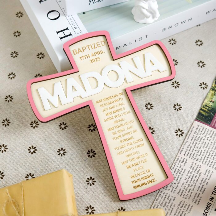 Personalized Baptism Name Sign|  Custom Christening Plaque| Baptism Wall Sign with Bible Verse - Image 4