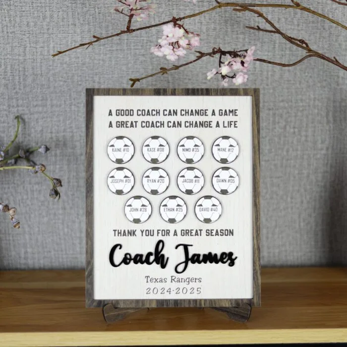 Thank You, Coach! Personalized Soccer Plaque | Engraved Soccer Coach Appreciation Sign | Personalized Team Gift for Beloved Soccer Coach