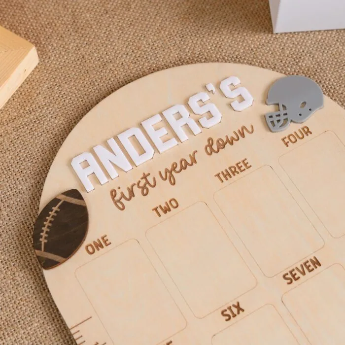 Custom Football Baby Milestone Board| Personalized First Year Keepsake| Personalized Football| Themed Baby Milestone Sign for 1st Year - Image 9