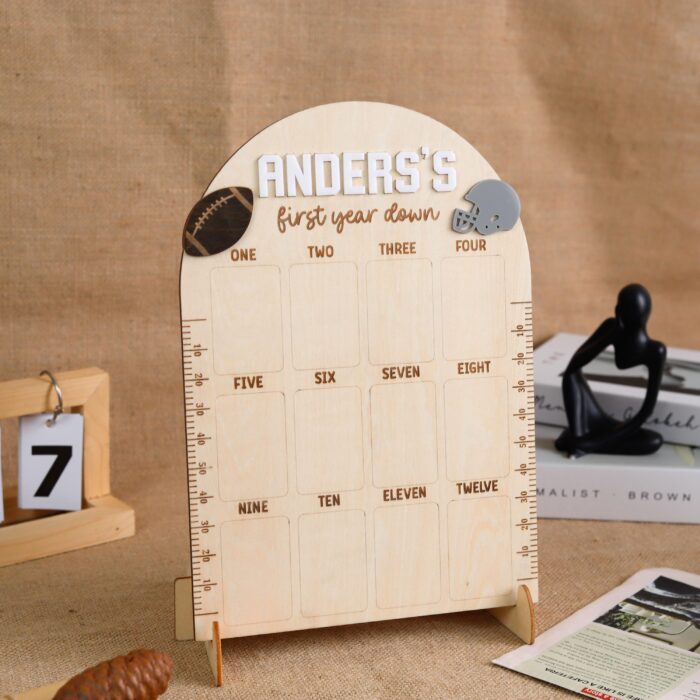 Custom Football Baby Milestone Board| Personalized First Year Keepsake| Personalized Football| Themed Baby Milestone Sign for 1st Year - Image 7