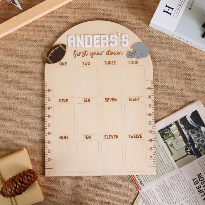 Custom Football Baby Milestone Board| Personalized First Year Keepsake| Personalized Football| Themed Baby Milestone Sign for 1st Year - Image 8