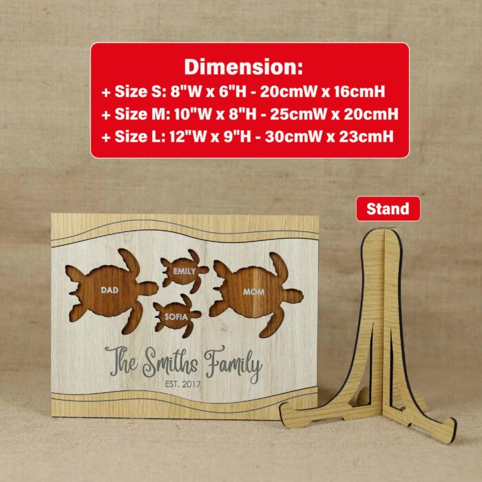 Custom Turtle Family Sign with Names & Dates| Personalized Turtle Family Sign for Homes| Turtle Family Sign with Names for Home - Image 2