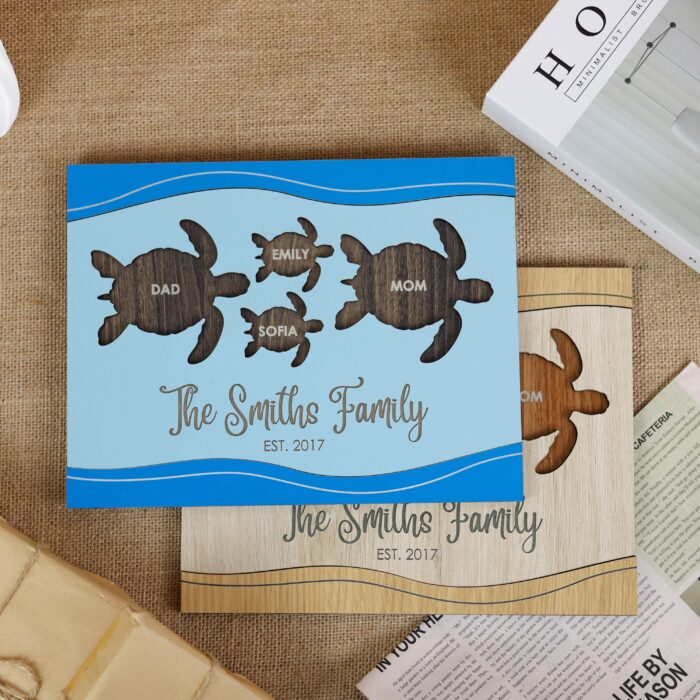 Custom Turtle Family Sign with Names
