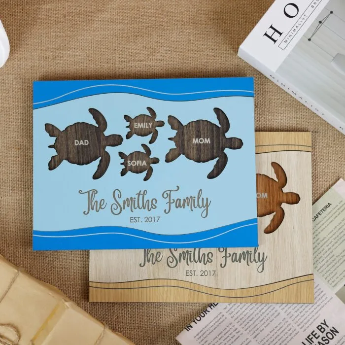 Custom Turtle Family Sign with Names