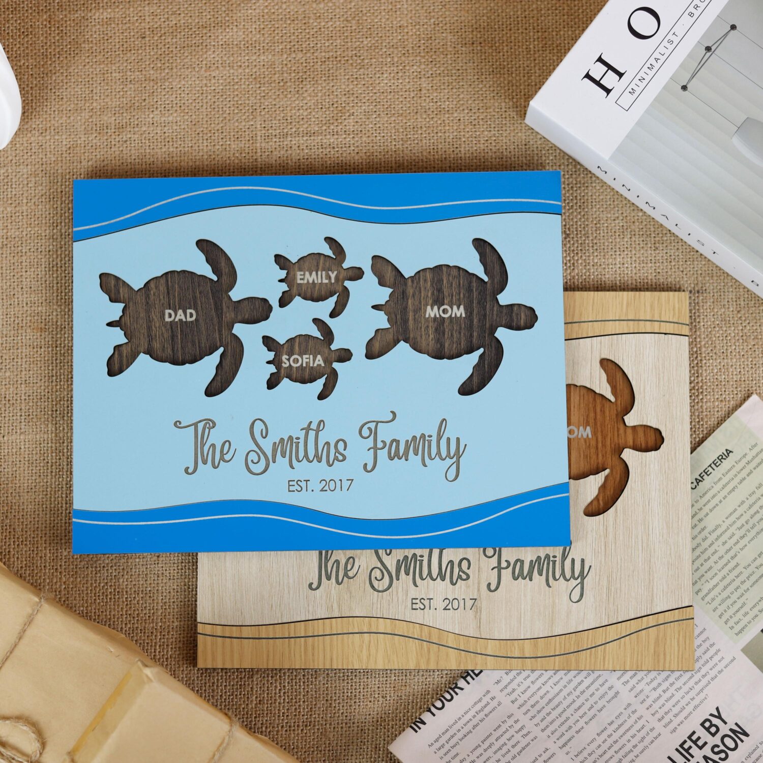 Custom Turtle Family Sign with Names