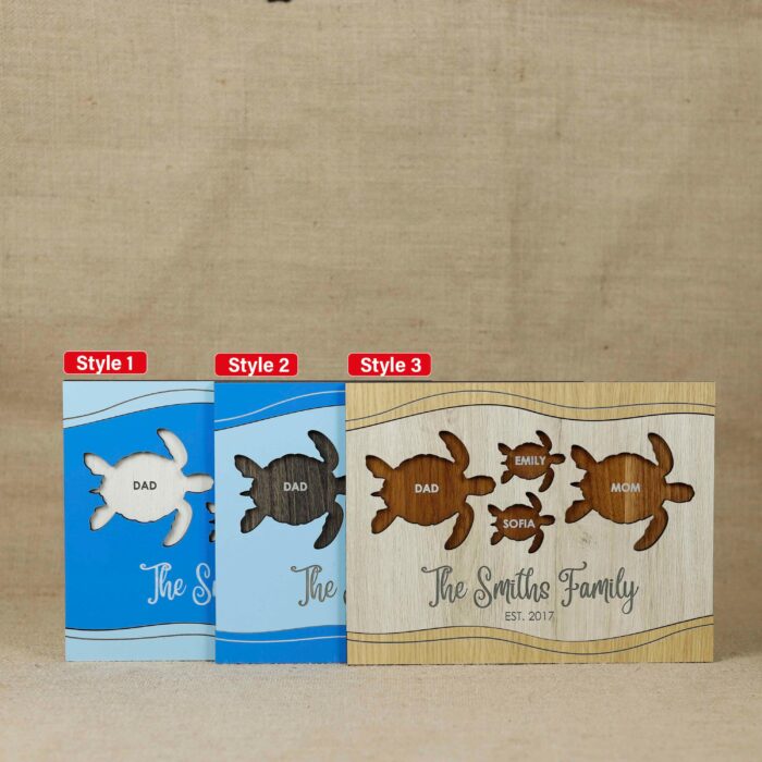 Custom Turtle Family Sign with Names & Dates| Personalized Turtle Family Sign for Homes| Turtle Family Sign with Names for Home - Image 3