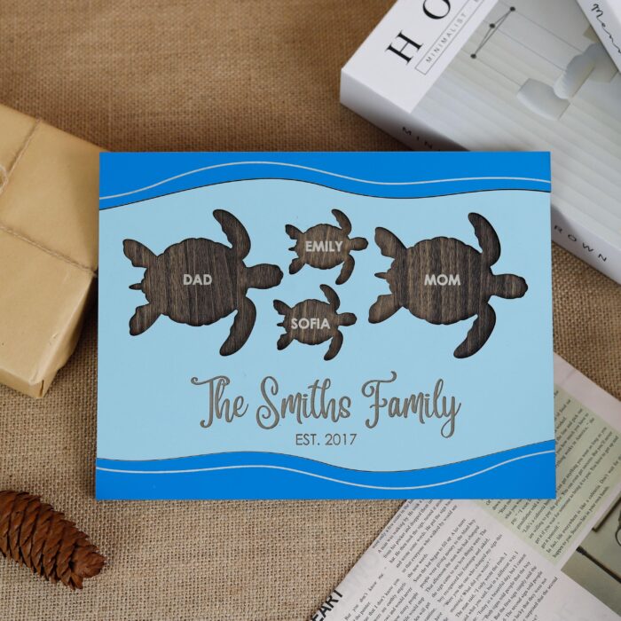 Custom Turtle Family Sign with Names & Dates| Personalized Turtle Family Sign for Homes| Turtle Family Sign with Names for Home - Image 11