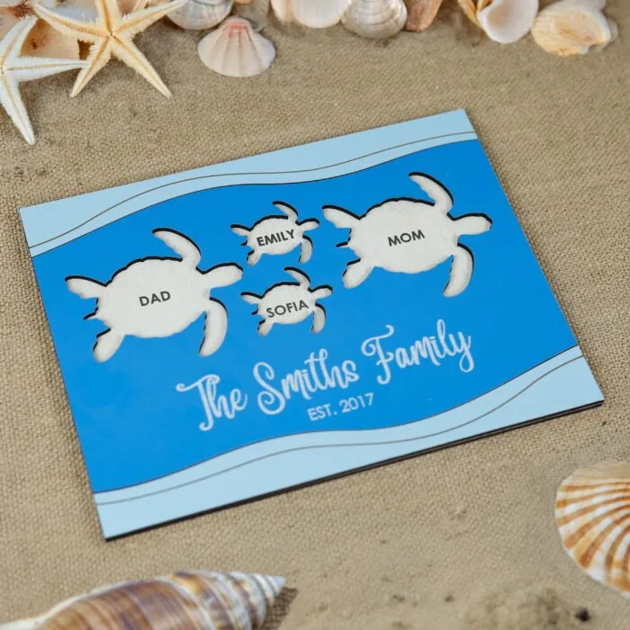 Custom Turtle Family Sign with Names & Dates| Personalized Turtle Family Sign for Homes| Turtle Family Sign with Names for Home - Image 7