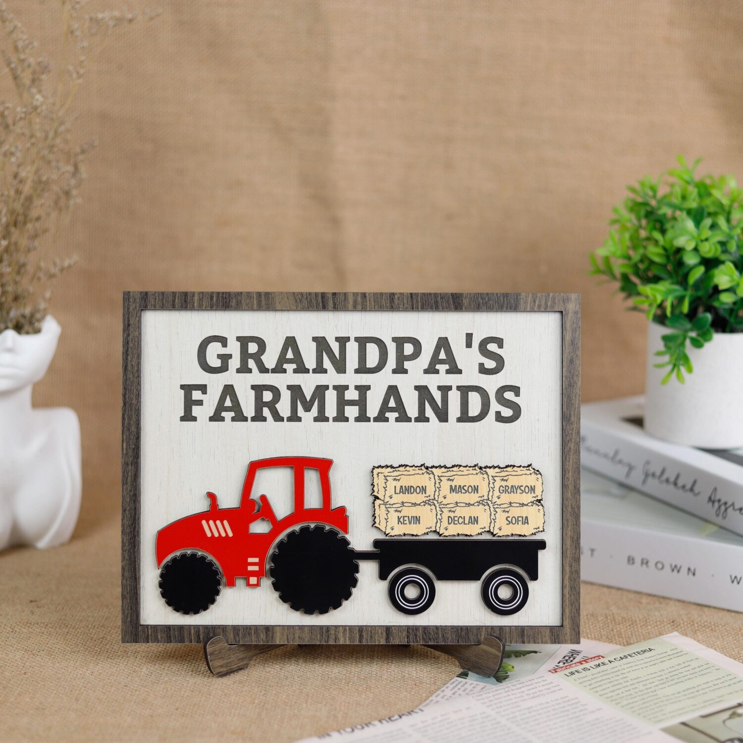 Custom Grandpa Tractor Sign with Names