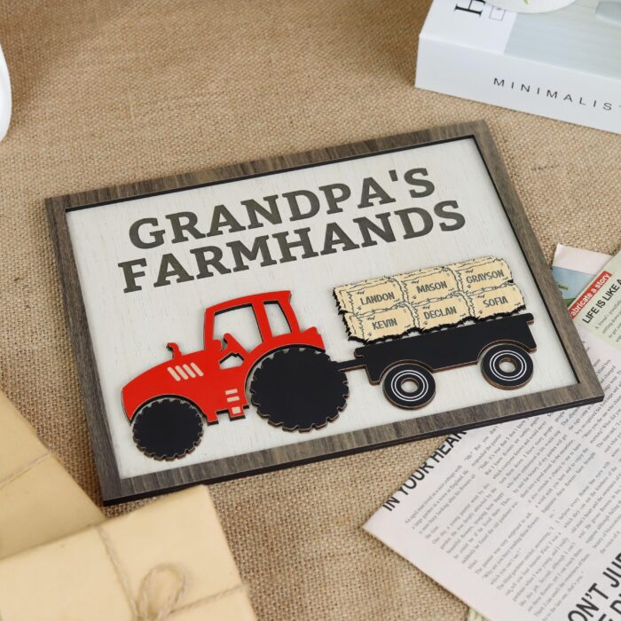 Custom Grandpa Tractor Sign with Grandkids’ Names| Personalized Tractor Sign for Grandpa’s Gift| Grandpa’s Farm Sign with Kids’ Names - Image 5
