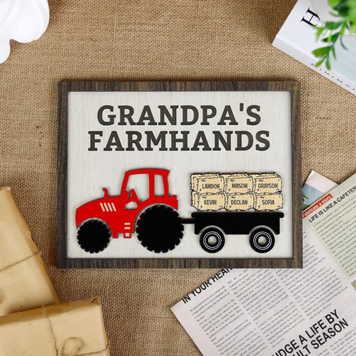 Custom Grandpa Tractor Sign with Grandkids’ Names| Personalized Tractor Sign for Grandpa’s Gift| Grandpa’s Farm Sign with Kids’ Names - Image 6