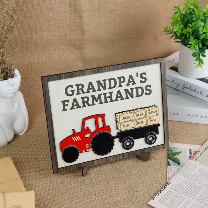Custom Grandpa Tractor Sign with Grandkids’ Names| Personalized Tractor Sign for Grandpa’s Gift| Grandpa’s Farm Sign with Kids’ Names - Image 8