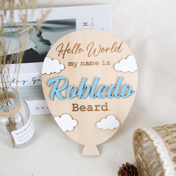 Personalized Cloud Balloon Sign | Custom Baby Balloon Wall Sign | Nursery Cloud Balloon Decor - Image 7