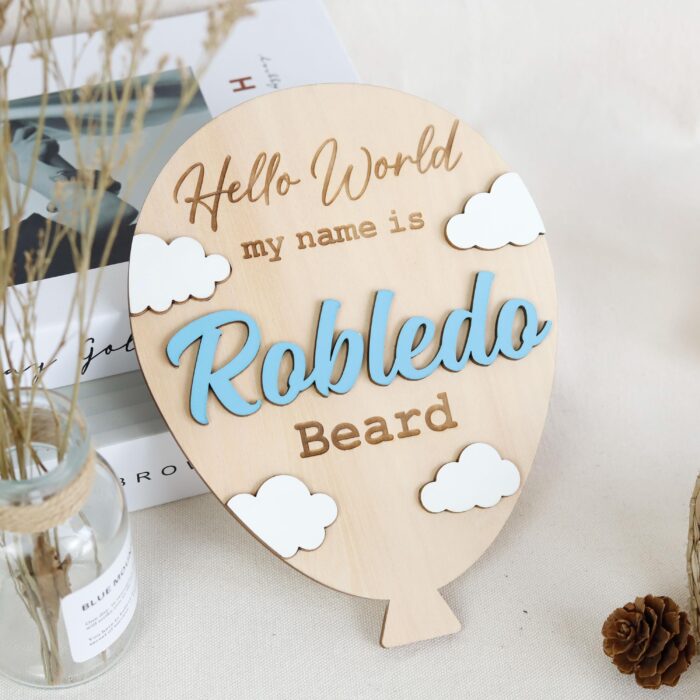 Personalized Cloud Balloon Sign | Custom Baby Balloon Wall Sign | Nursery Cloud Balloon Decor - Image 10