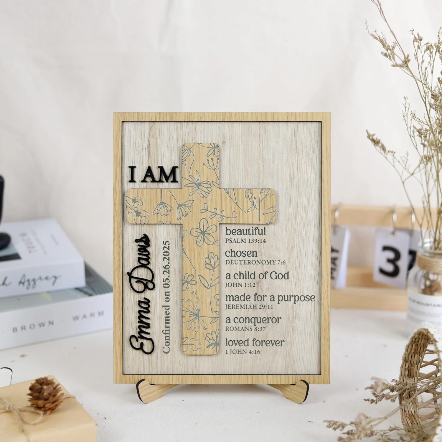 Custom floral confirmation plaque