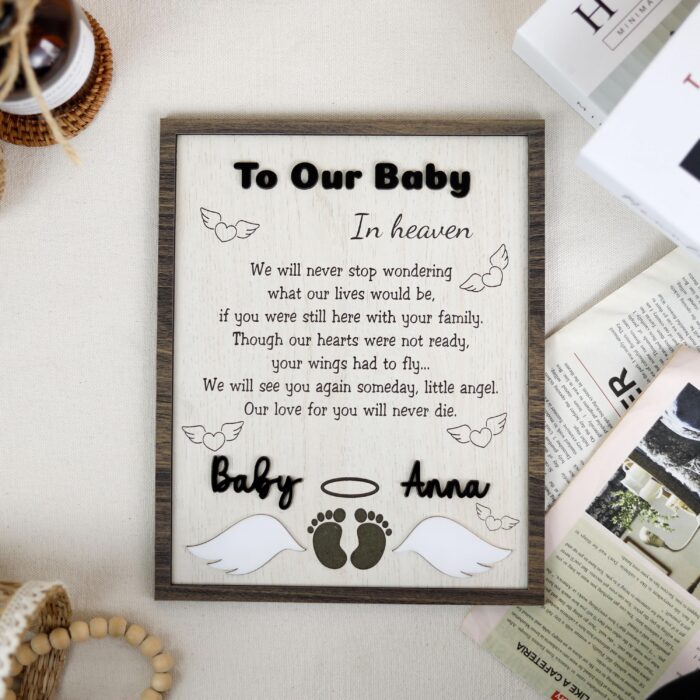 Baby Memorial Plaque for Lost Angels| Personalized Infant Loss Memorial Sign| Wooden Baby Remembrance Plaque - Image 7