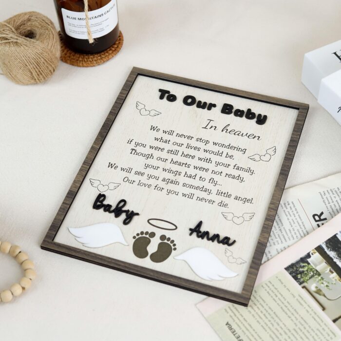Baby Memorial Plaque for Lost Angels| Personalized Infant Loss Memorial Sign| Wooden Baby Remembrance Plaque - Image 9