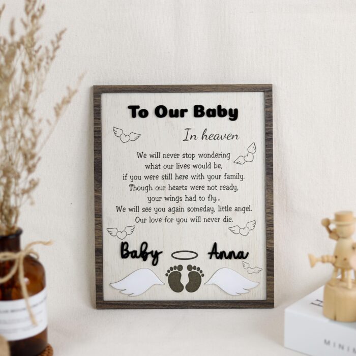 Baby Memorial Plaque for Lost Angels| Personalized Infant Loss Memorial Sign| Wooden Baby Remembrance Plaque - Image 8