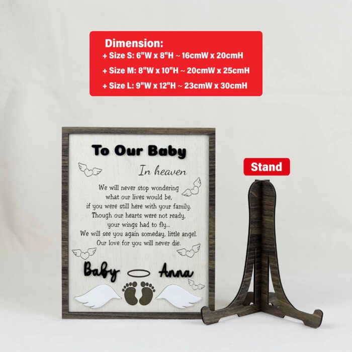 Baby Memorial Plaque for Lost Angels| Personalized Infant Loss Memorial Sign| Wooden Baby Remembrance Plaque - Image 2