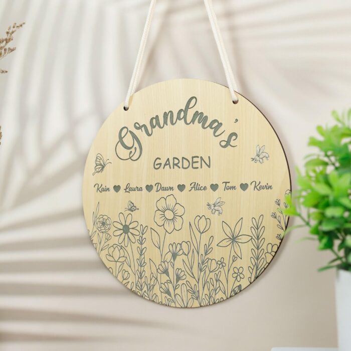 Grandma’s Garden Birth Flower Plaque | Personalized Family Flower Sign for Grandma’s Love |  Custom Grandma’s Garden Sign with Kids’ Names - Image 4