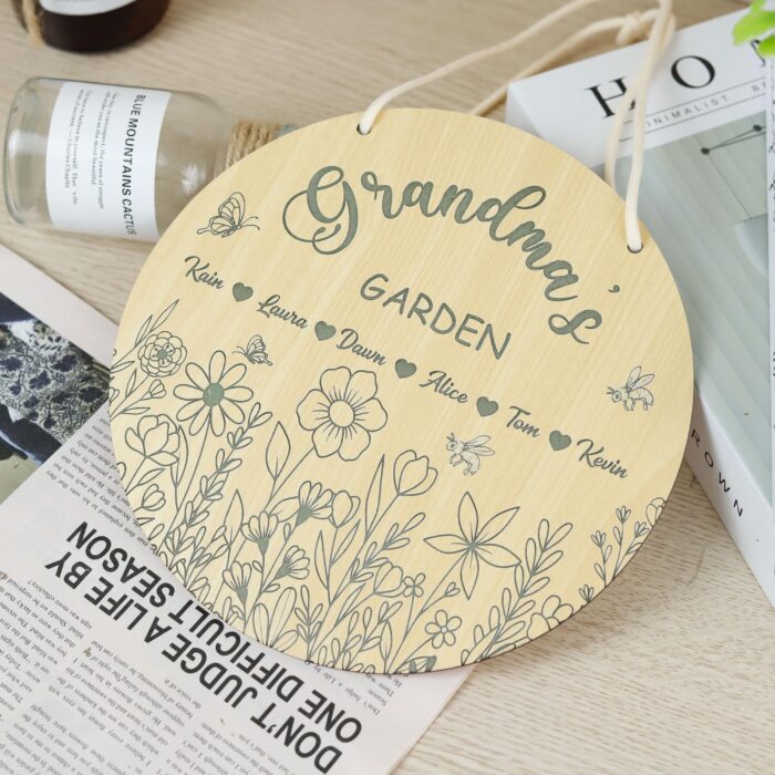 Grandma’s Garden Birth Flower Plaque | Personalized Family Flower Sign for Grandma’s Love |  Custom Grandma’s Garden Sign with Kids’ Names - Image 6