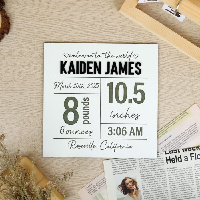 Custom Birth Stats Wooden Sign| Personalized Baby Stats Plaque| Newborn Birth Announcement Sign - Image 6