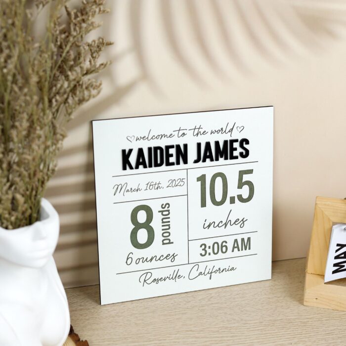 Custom Birth Stats Wooden Sign| Personalized Baby Stats Plaque| Newborn Birth Announcement Sign - Image 8
