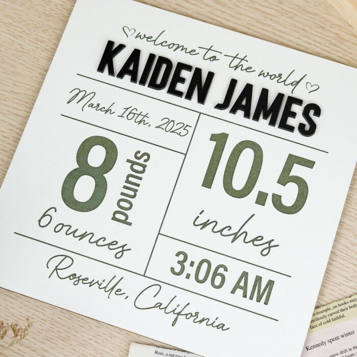 Custom Birth Stats Wooden Sign| Personalized Baby Stats Plaque| Newborn Birth Announcement Sign - Image 5