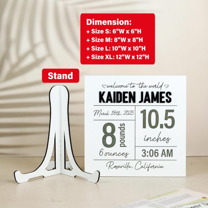 Custom Birth Stats Wooden Sign| Personalized Baby Stats Plaque| Newborn Birth Announcement Sign - Image 2