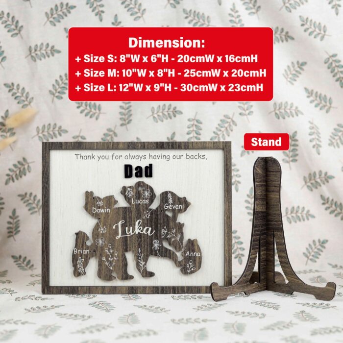 Custom Papa Bear Sign| Personalized 3D Dad Plaque | Papa Bear Father’s Day Gift - Image 2