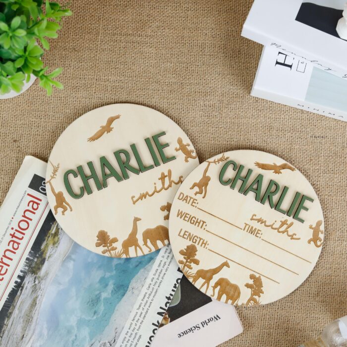 Custom Jungle Baby Birth Sign| Personalized Jungle Birth Stat Sign| Jungle Baby Birth Keepsake Gift - Image 6