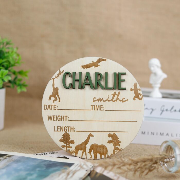 Custom Jungle Baby Birth Sign| Personalized Jungle Birth Stat Sign| Jungle Baby Birth Keepsake Gift - Image 10