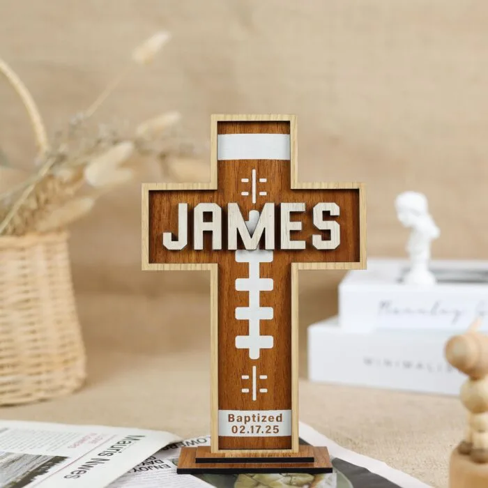 custom football baptism cross