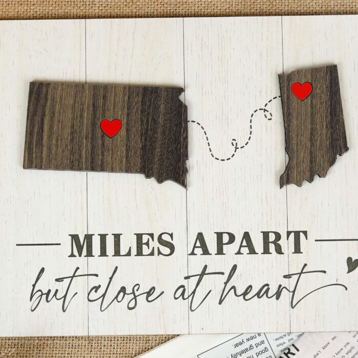 Personalized Long Distance Love Keepsake Gift |  Custom Coordinates Sign for Long Distance Couples |  Personalized Map & Names Sign for Faraway Lovers - Image 7