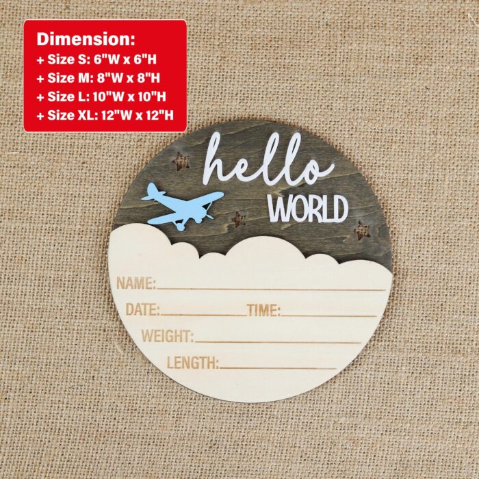Personalized Hello World Baby Birth Stats Sign | Custom Name & Stats Baby Sign | Welcome, Baby! Engraved Hello World Nursery Keepsake - Image 2