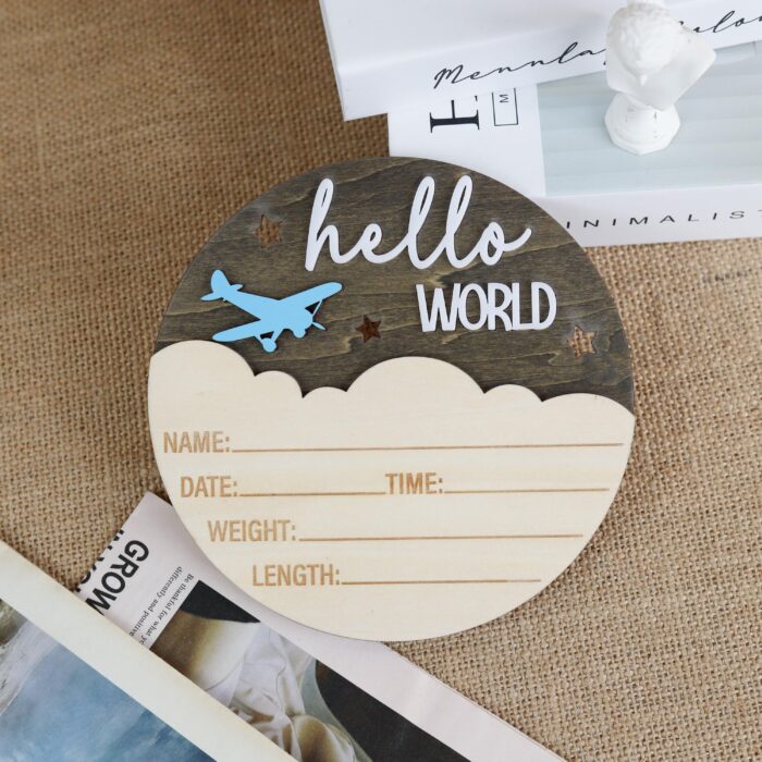 Personalized Hello World Baby Birth Stats Sign | Custom Name & Stats Baby Sign | Welcome, Baby! Engraved Hello World Nursery Keepsake - Image 8
