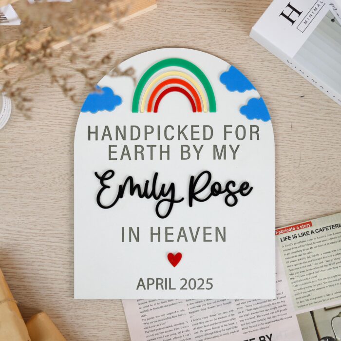 Rainbow Baby Announcement Sign| Custom Rainbow Baby Reveal Gift| Rainbow Baby Pregnancy Reveal - Image 9