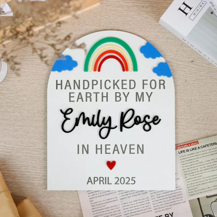 Rainbow Baby Announcement Sign| Custom Rainbow Baby Reveal Gift| Rainbow Baby Pregnancy Reveal - Image 9